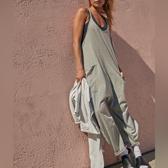 Free People Pants - Free People Heather Grey Hot Shot Onesie Jumpsuit with Pockets - XL